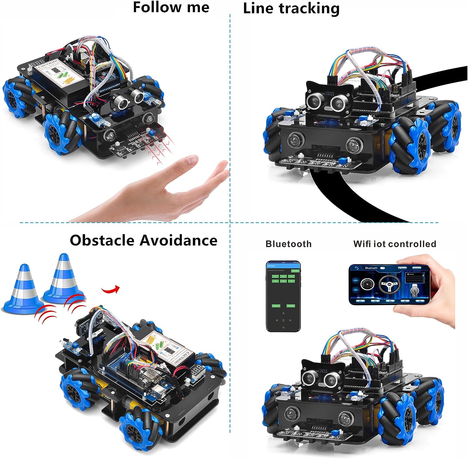 Robot Leobotics - Robot Educatif Construire Voiture Robotique Roues Omnidirectionnelles Osoyoo 2