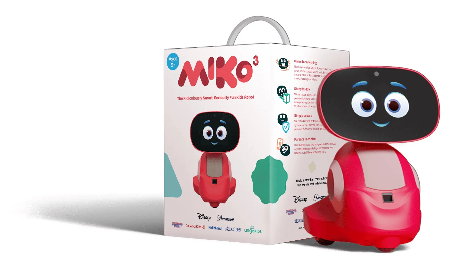 Robot éducatif à programmer et de divertissement Miko3 STEM écran tactile caméra grand angle HD bleu ou rouge - Image 3