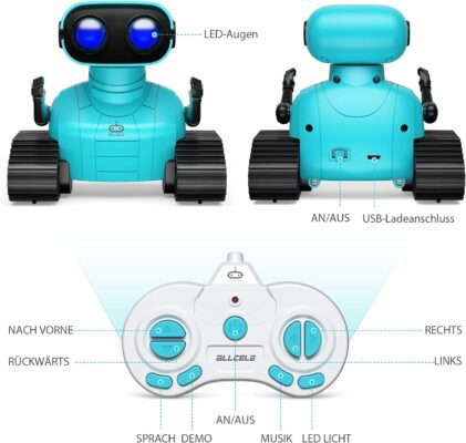 Robot Jouet télécommandé rechargeable avec yeux LED ALLCELE