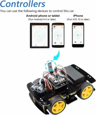 Robot kit de voiture 4WD Freenove suivi de lignes compatible avec l'IDE Arduino