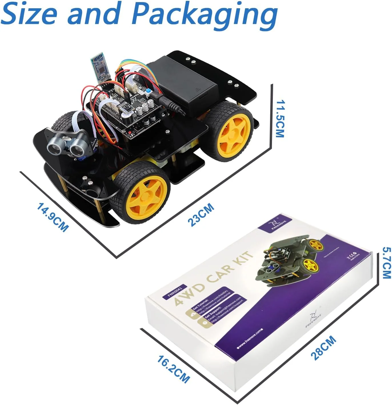 Robot kit de voiture 4WD Freenove Suivi de ligne, Évitement d'obstacles, Capteur ultrasonique, Contrôle sans fil, Servomoteurcompatible avec l'IDE Arduino - Image 6