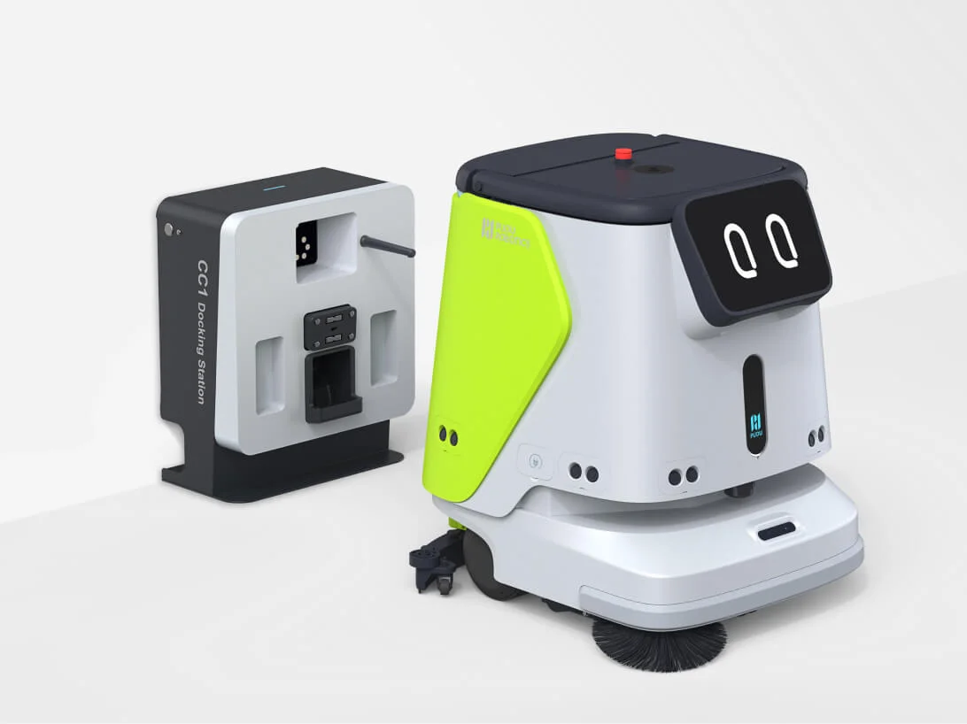 Robot de nettoyage commercial intelligent CC1 Pudu Robotics et accessoires pro, aspire et lave + station 3 en 1 recharge vide et remplit en eau - Image 2