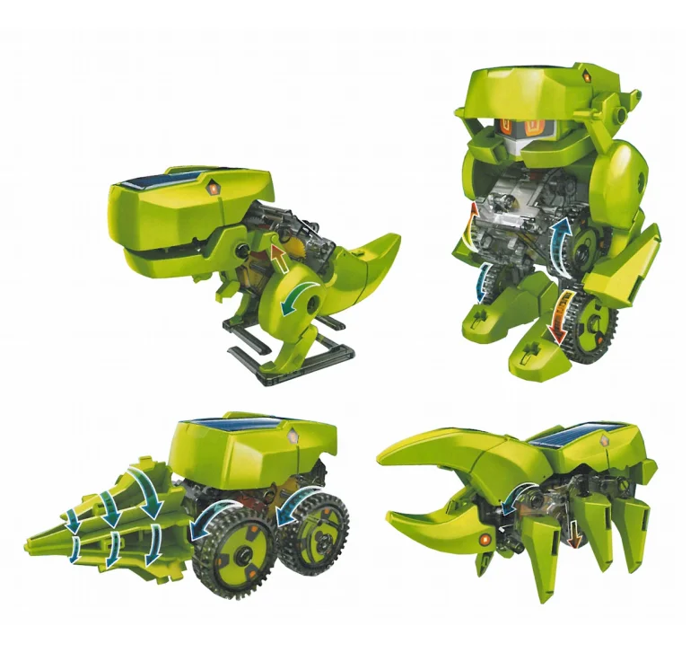 Robot solaire construction transformer 4 en 1 dinosaures & machines