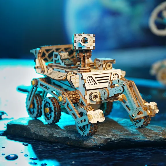 Robot spatiale 3D en bois à monter Robotime Harbinger Rover Space mission STEM énergie solaire exploration NASA - Image 2