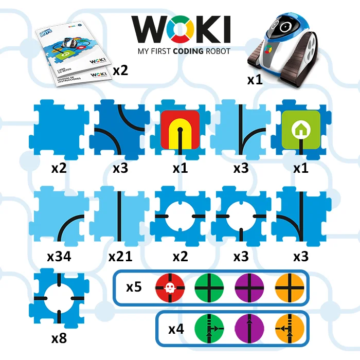 Robot Woki Buki France Xtrem Bots - Mon premier robot à coder jouet programmation éducatif + 81x pièces plateau de jeu à moduler & 32x Jetons - Image 7