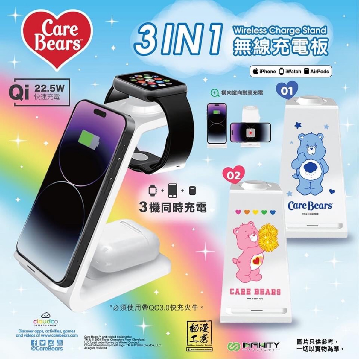 動漫工房✖️Inf 3in1無線充電座（Care Bears/蠟筆小新）