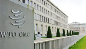 Fachada da Organização Mundial do Comércio, em Genebra, na Suíça.