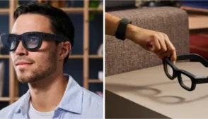 Homem usando óculos da Meta