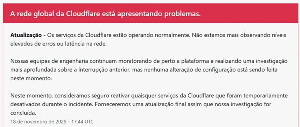 O que é Cloudflare e por que a queda afetou o X e o ChatGPT?
Foto: Reprodução Cloudflare