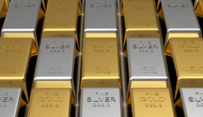 Lingotes de prata e ouro