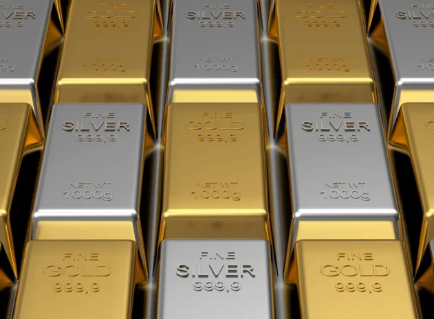 Lingotes de prata e ouro