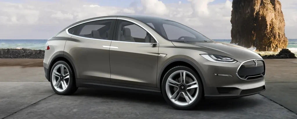 Veículo da Tesla do modelo X na cor cinza