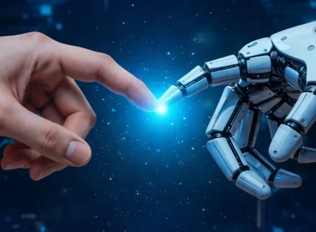 Mão humana e robótica