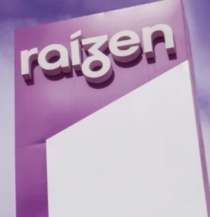 Totem com logo da Raízen