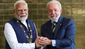 O presidente Luiz Inácio Lula da Silva e o primeiro-ministro da Índia, Narendra Modi, durante encontro em 22 de janeiro de 2026