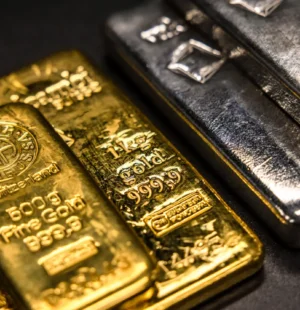 Barras de ouro e prata