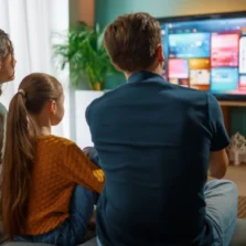 família assistindo televisão