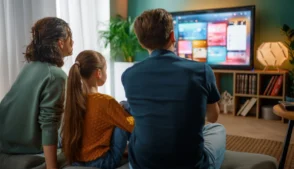 família assistindo televisão