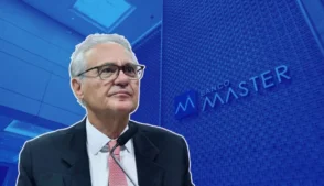 Montragem com foto de Renan Callherios e logo do banco Master