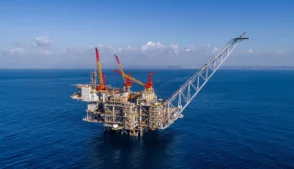 plataforma marítima no campo de Leviatã, da Chevron e New Med Energy