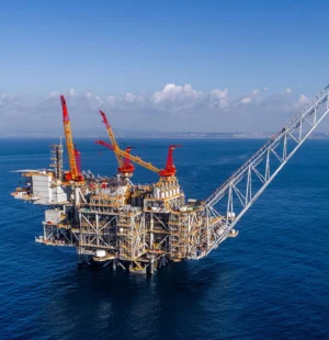 plataforma marítima no campo de Leviatã, da Chevron e New Med Energy
