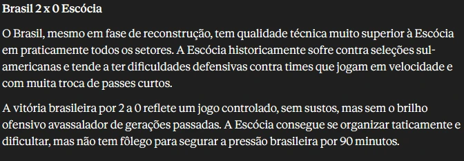 Copa do Mundo: Inteligência artificial revela possível placar de Brasil x Escócia