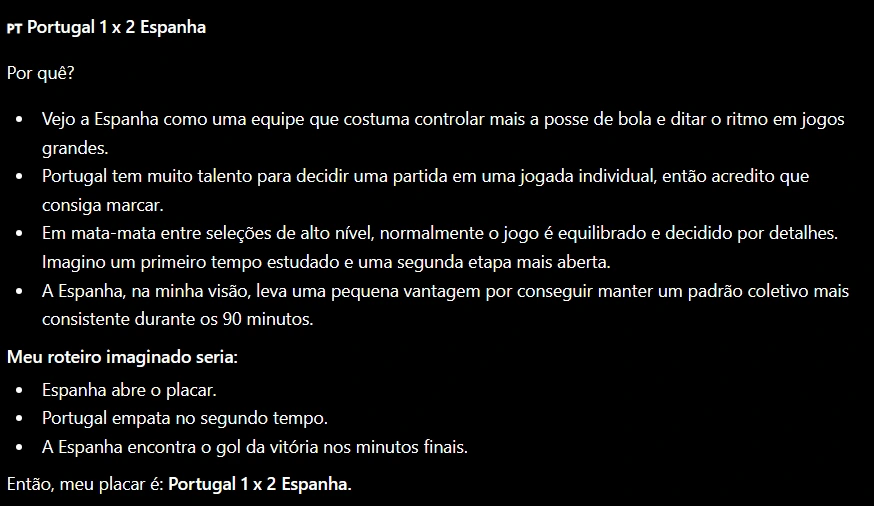 Copa do Mundo: Inteligência artificial revela possível placar entre Portugal x Espanha
