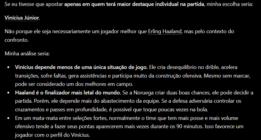 Inteligência artificial aposta em Vini Jr. ou Haaland no jogo de domingo (05)?