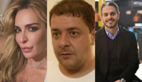 Montagem com Roberta Luchsinger, Fábio Luís Lula da Silva, o Lulinha, e o empresário Marcelo Checon