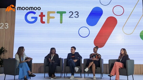 Steve Zeng (middle), Head of Global Strategy of moomoo shared his insights in Google's GtFT23 in Dubai.