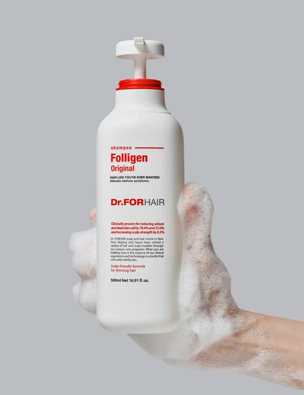 Dr.FORHAIR จําหน่าย Folligen Original Shampoo รุ่นดีที่สุดใน 50 สาขาในสหรัฐฯ.