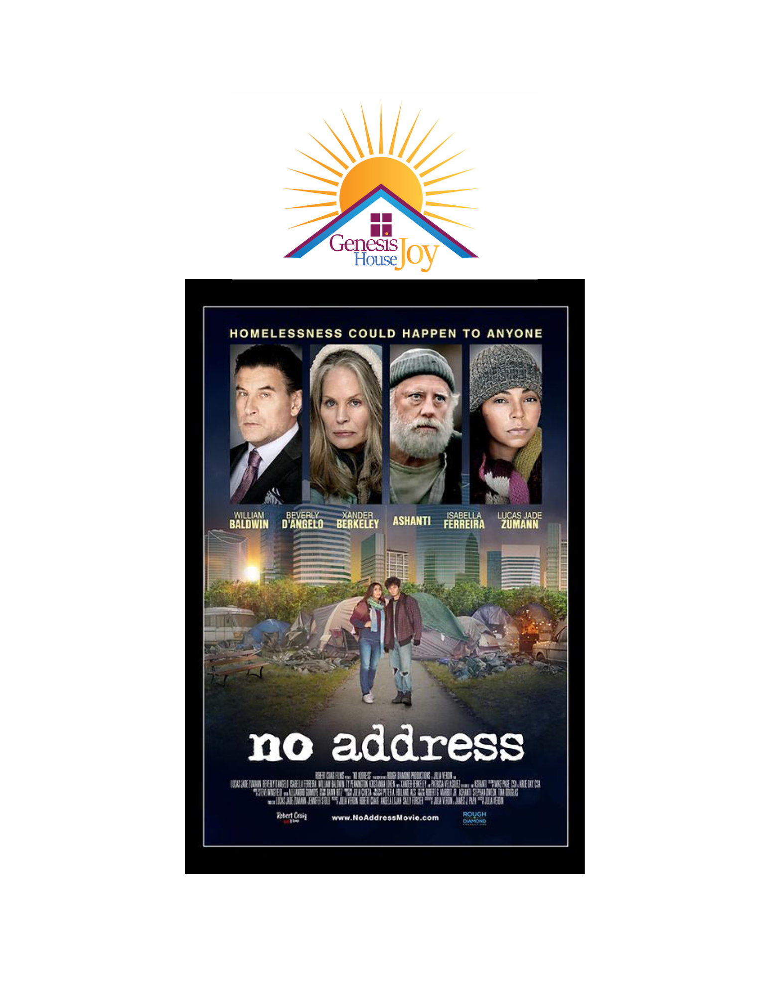 Genesis JOY House Homeless Shelter Partners with Feature Film NO ADDRESS Genesis JOY House Homeless Shelter Partners with Feature Film NO ADDRESS