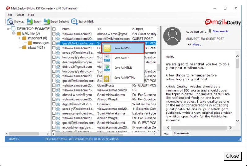 eml to pst step 2 eml to pst step 2