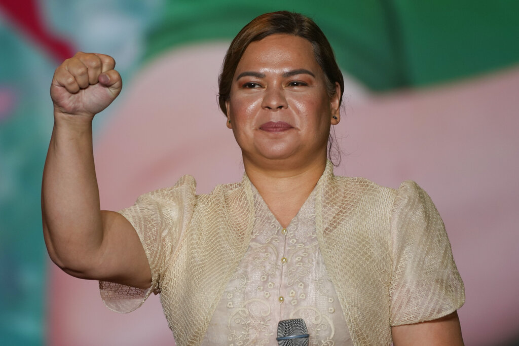 Die Vizepräsidentin der Philippinen Sara Duterte-Carpio während ihres Wahlkampfes vor den nationalen Wahlen 2022, bei denen sie mit einem Erdrutschsieg gewann