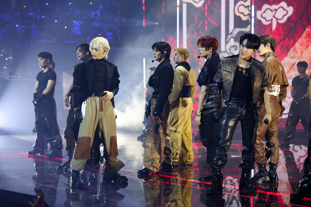 Stray Kids perform onstage at the 2023 MTV Video Music Awards held at Prudential Center on Sept. 12, 2023 in Newark, New Jersey. 