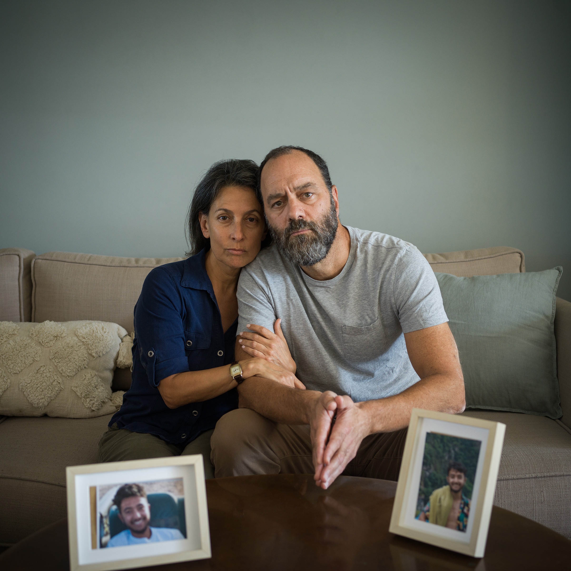 Jonathan Polin, rechts, und Rachel Goldberg in Jerusalem am 15. Oktober. Ihr Sohn Hersh Goldberg-Polin, 23, wird vermisst.