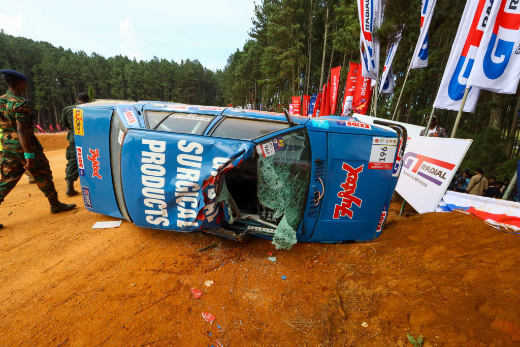 Ein allgemeiner Überblick über den Unfallort am Fox Hill Motorcross-Rennstrecke in Diyatalawa am 21. April 2024, nachdem ein Auto in die Menge gerast war.