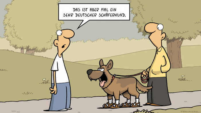 DW Euromaxx Comics von Fernandez Verstehen Sie Deutsch? Deutscher Hund