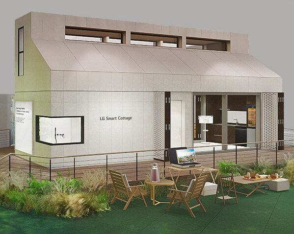 LG Smart Cottage, ein kompaktes, vorgefertigtes Haus, das LGs neueste intelligenten Haushaltsgeräte und Dienste sowie Heizungs-, Lüftungs- und Klimaanlagen (HLK) und Energielösungen integriert