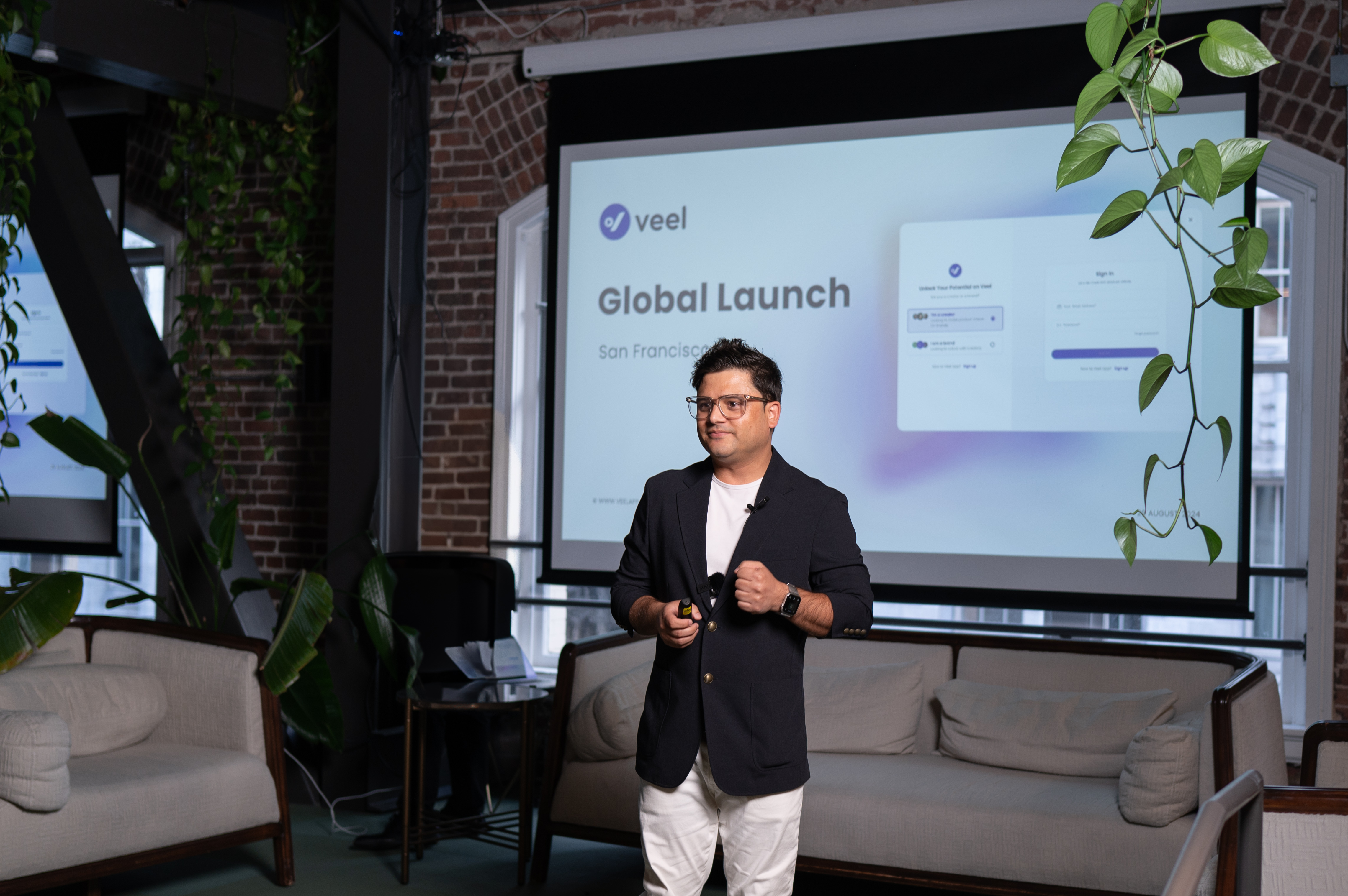 Dileep Dhakal delivering a keynote presentation sharing the journey of Veel Dileep Dhakal delivering a keynote presentation sharing the journey of Veel