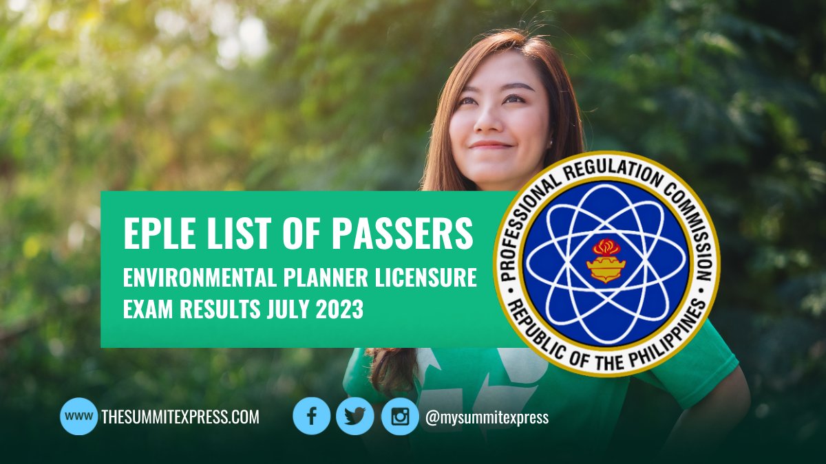 EPLE RESULTS: July 2023 Environmental Planner board exam passers