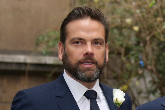 Lachlan Murdoch arrives at St. Bride's Church for the celebration ceremony of the wedding of Rupert Murdoch and Jerry Hall in London, Saturday, March 5, 2016.