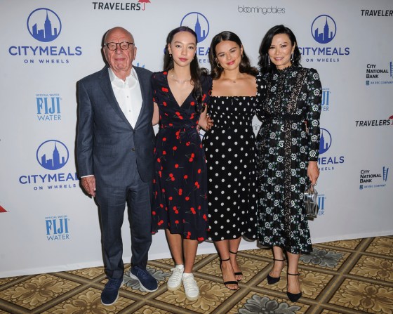 Rupert Murdoch, from left, Chloe Murdoch, Grace Murdoch and Wendi Deng Murdoch attend the Citymeals on Wheels 33rd annual Power Lunch for Women at The Plaza Hotel, Tuesday, Nov. 19, 2019, in New York.