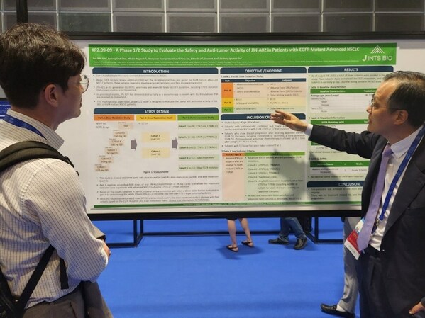 Professor Cho, Byoung Chul, poster presentation ng Phase 12 pag-aaral ng kanyang Bagong Oral na ika-4 na Henerasyon na EGFR-TKI ‘JIN-A02’ sa WorldConference sa Lung Cancer sa Singapore (IASLC 2023 WCLC)