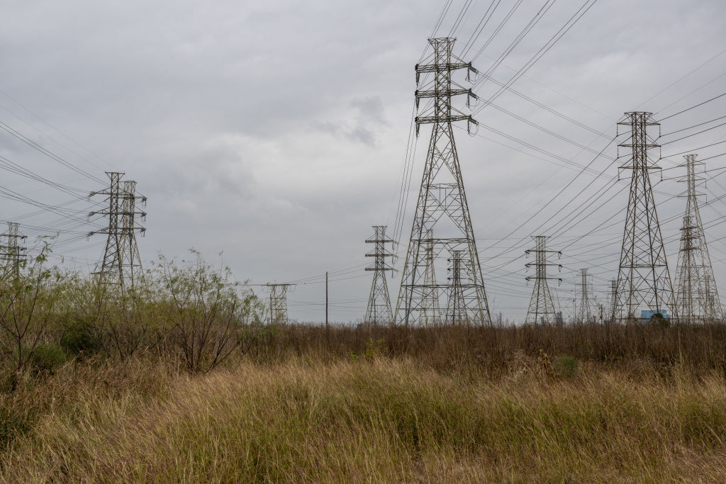 Transmission towers near the CenterPoint Energy facility on Dec. 22, 2022 in Houston, Texas. Gov. 