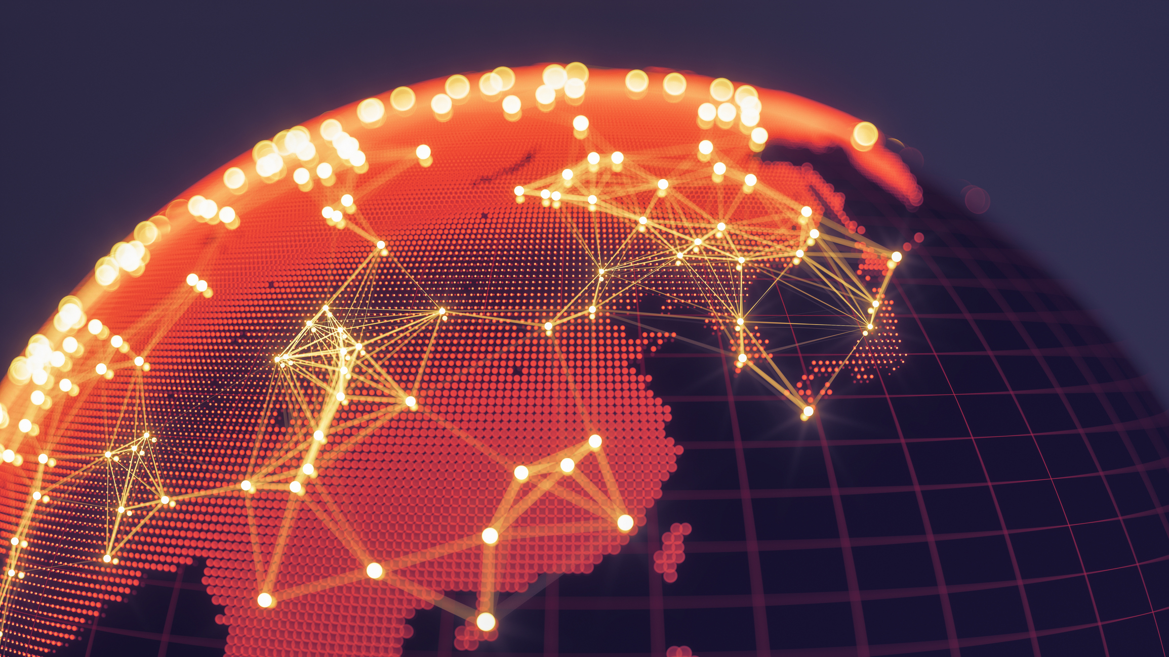 Abstract Globe With Glowing Networks - East Asia