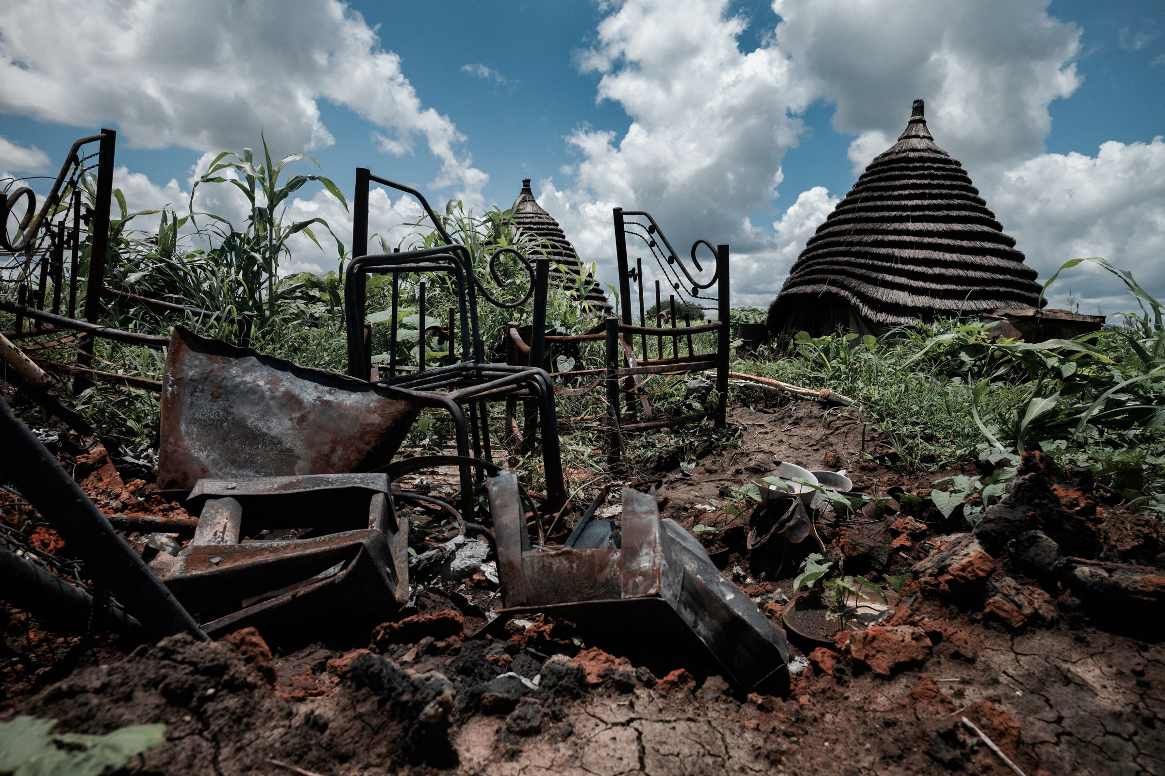 The burned remnants of an MSF health post destroyed in fighting at Wunpeth village, Abyei, Sudan.