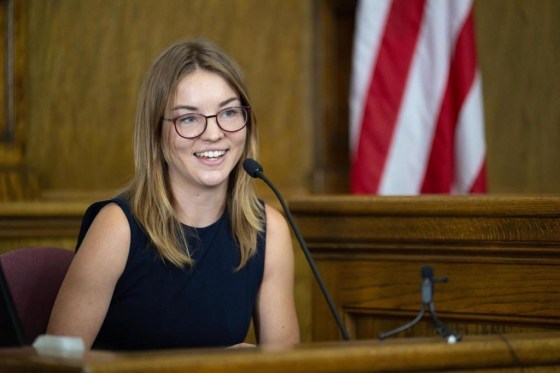 Claire Vlases testifying in court during trial on June 15th.