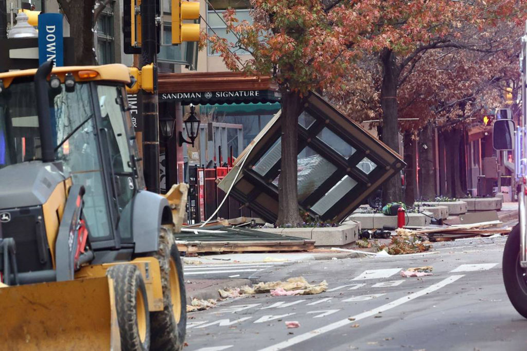 An explosion blew out the ground floor of the Sandman Signature Hotel in downtown Fort Worth, Texas, on Monday afternoon, Jan. 8, 2024.