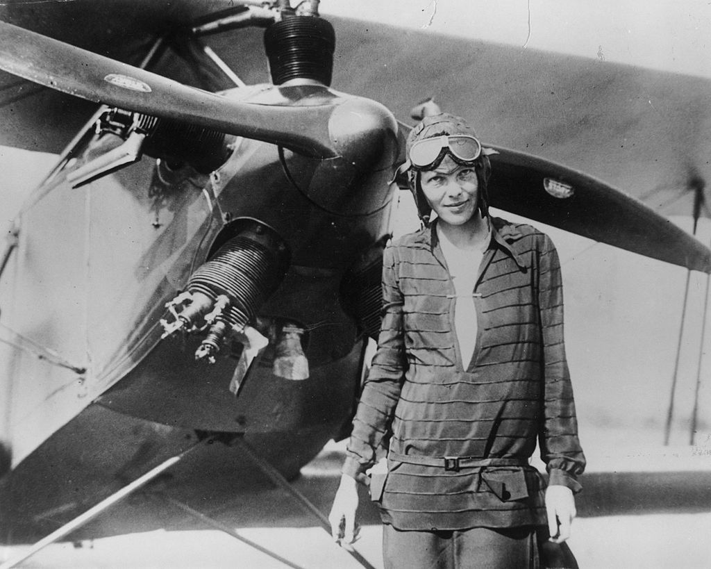 Ameila Earhart With Airplane